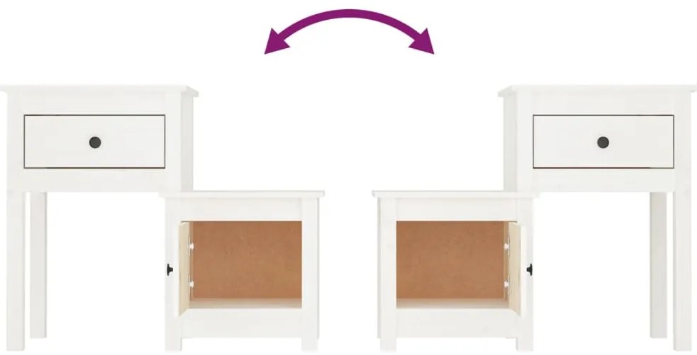 Mesas de cabeceira 2 pcs 79,5x38x65,5 cm pinho maciço branco
