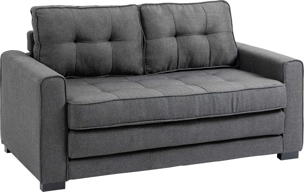 HOMCOM Sofá-cama Dobrável 2 lugares, Sofá de Tecido com Função Cama, Toque Linho, Estrutura em Madeira de Borracha, Cinza, 147,5 x 75 x 85 cm | Aosom Portugal