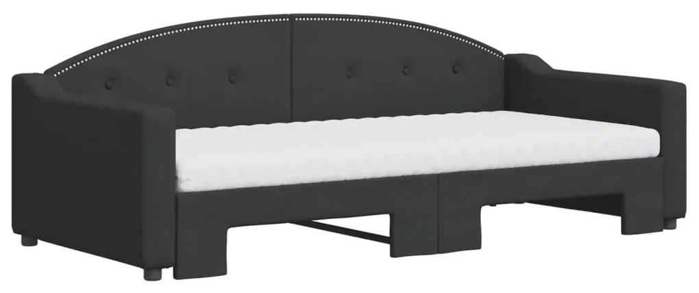 Sofá-cama com gavetão e colchões 90x190 cm tecido preto