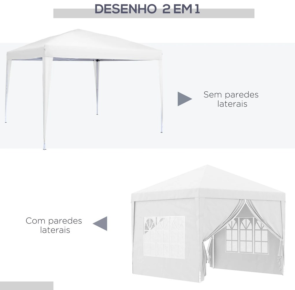 Outsunny Tenda de Jardim com Paredes Laterais Amovíveis Janelas Porta