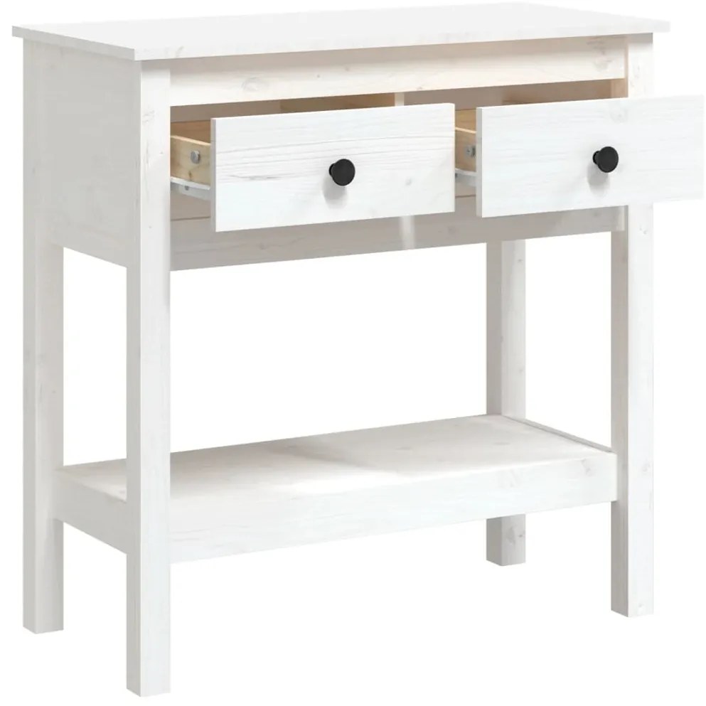 Mesa consola 75x35x75 cm pinho maciço branco