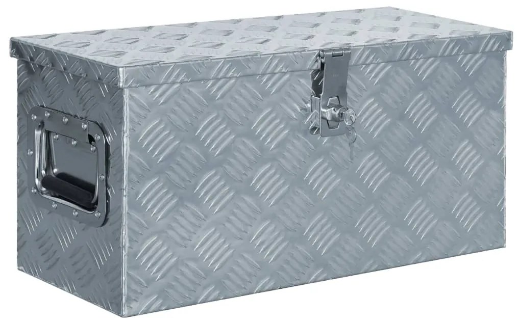 vidaXL Caixa de alumínio 61,5x26,5x30 cm prateado
