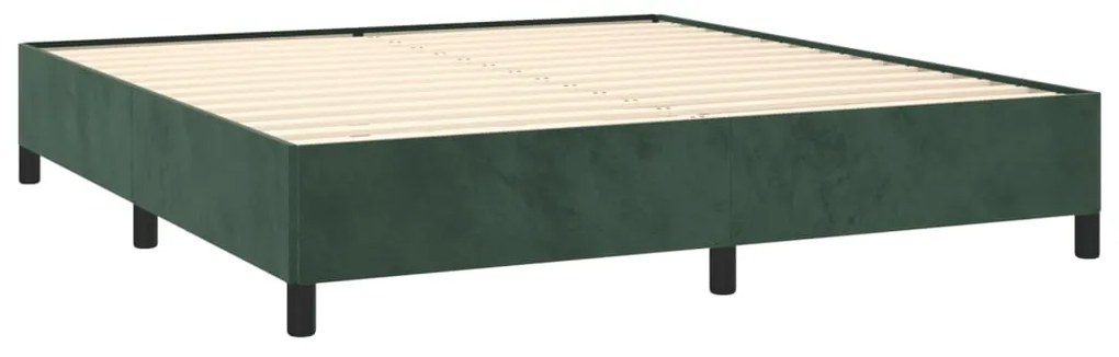 Estrutura de cama sem colchão 160x200 cm veludo verde-escuro