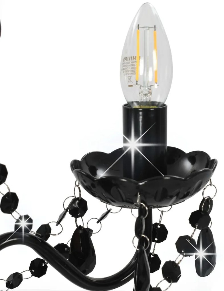 Lustre com contas redondo 3 x E14 preto