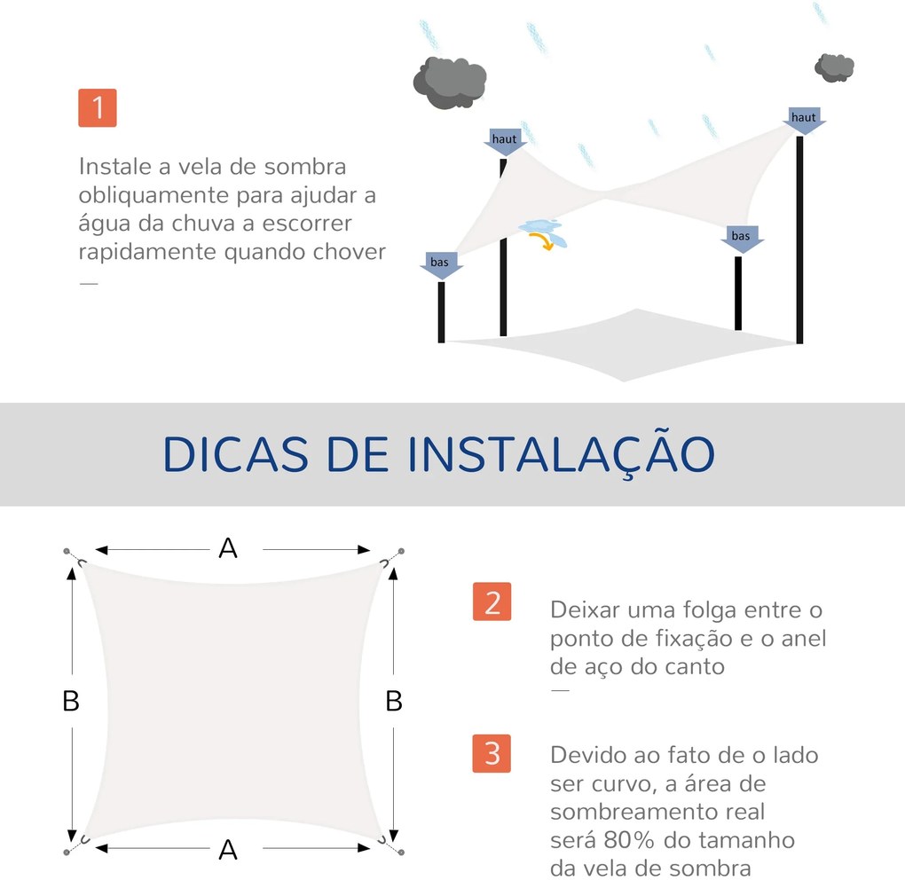 Outsunny Vela de Sombra Retangular 4x6 m Toldo Vela de HDPE com Proteç