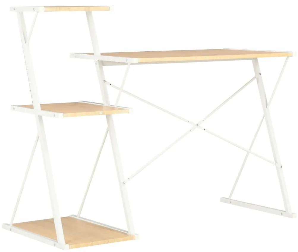 Secretária com prateleira 116x50x93 cm branco e carvalho