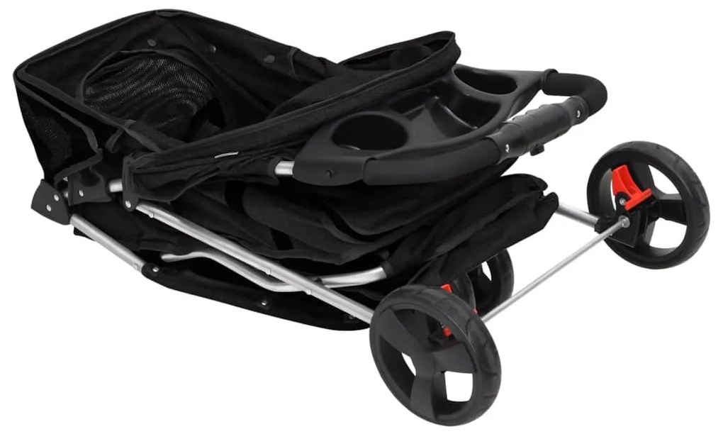 Carrinho dobrável para cães 80x46x98 cm tecido oxford preto