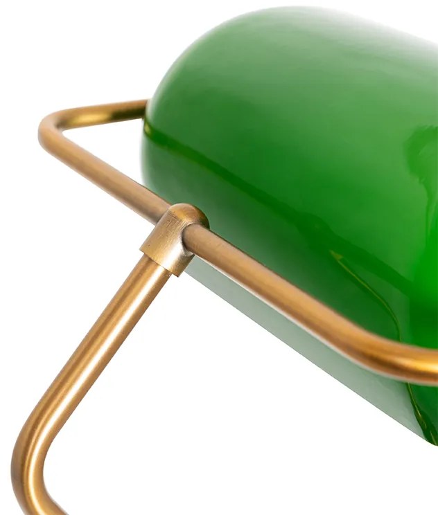 Candeeiro de pé clássico bronze com vidro verde - Banker Clássico / Antigo
