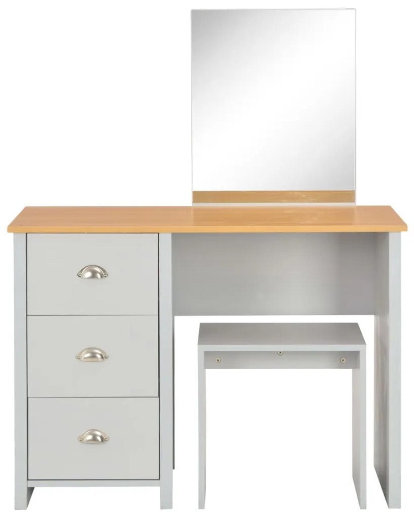 Toucador com espelho e banco 104x45x131 cm cinzento