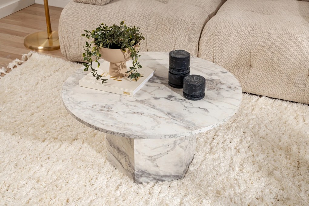 Mesa de Café Nova - Freesia Marble - 80cm x 40cm x 80cm