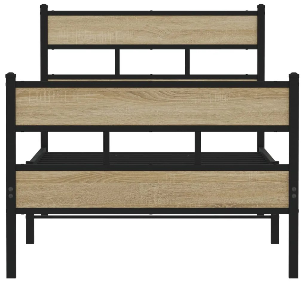 Estrutura de cama sem colchão 100x190 cm metal carvalho sonoma