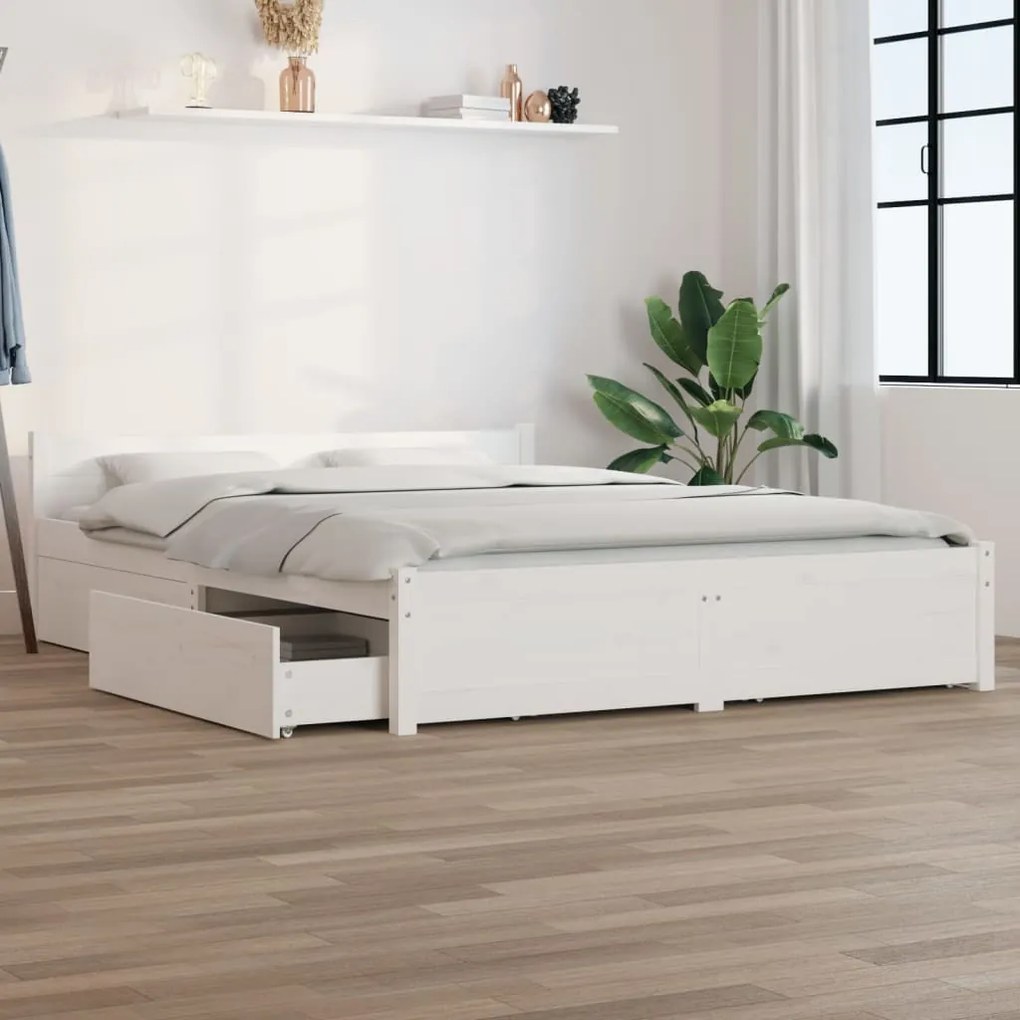 Estrutura de cama com gavetas 135x190 cm 4FT6 casal branco