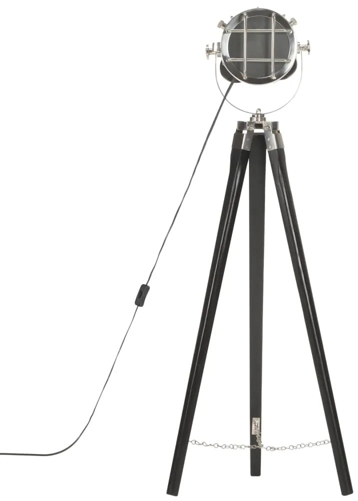 Candeeiro de chão tripé 97 cm madeira mangueira maciça preto