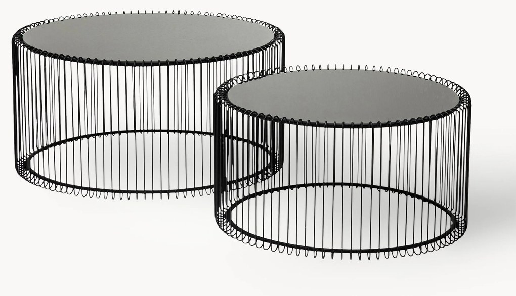 Mesas de centro com tampo de vidro Wire, conjunto de 2