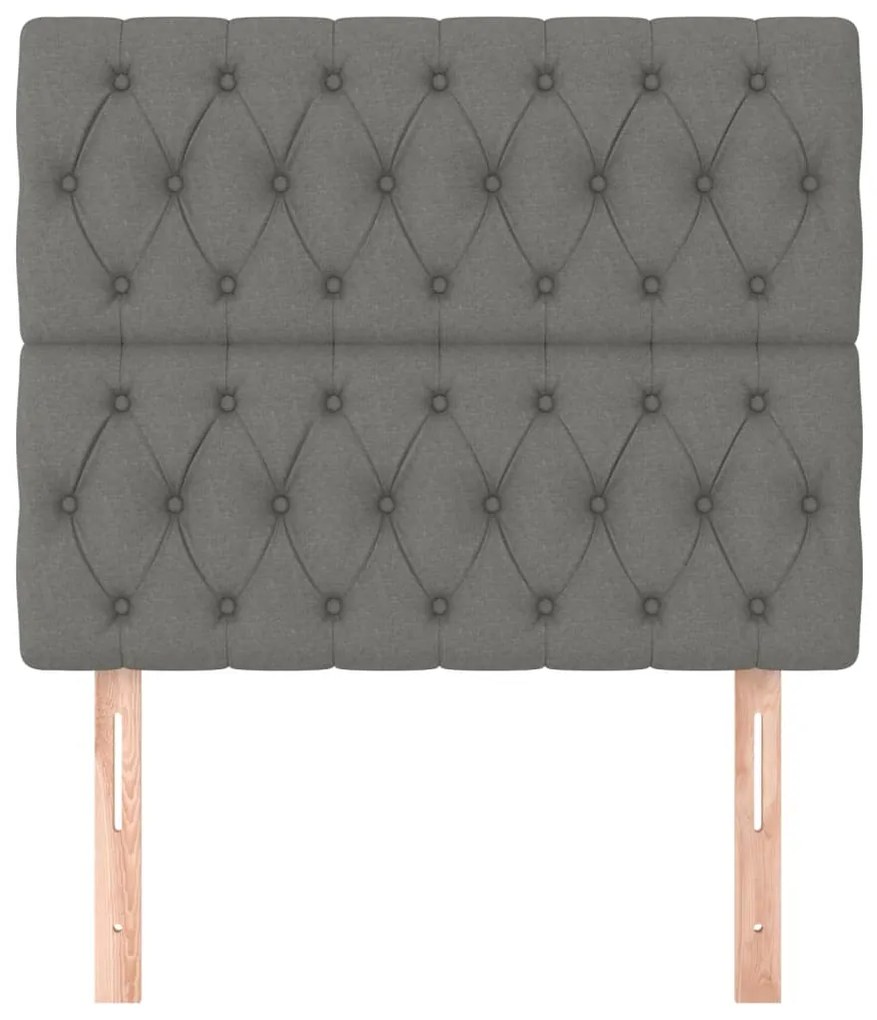 Cabeceira de cama 2 pcs tecido 90x7x78/88 cm cinzento-escuro