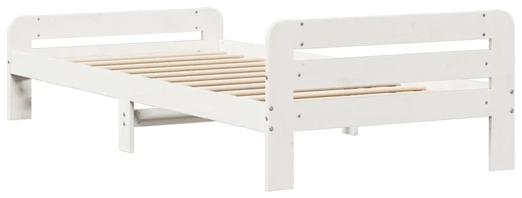 Cama sem colchão 75x190 cm madeira de pinho maciça branco
