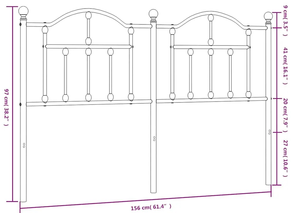 Cabeceira de cama 150 cm metal preto