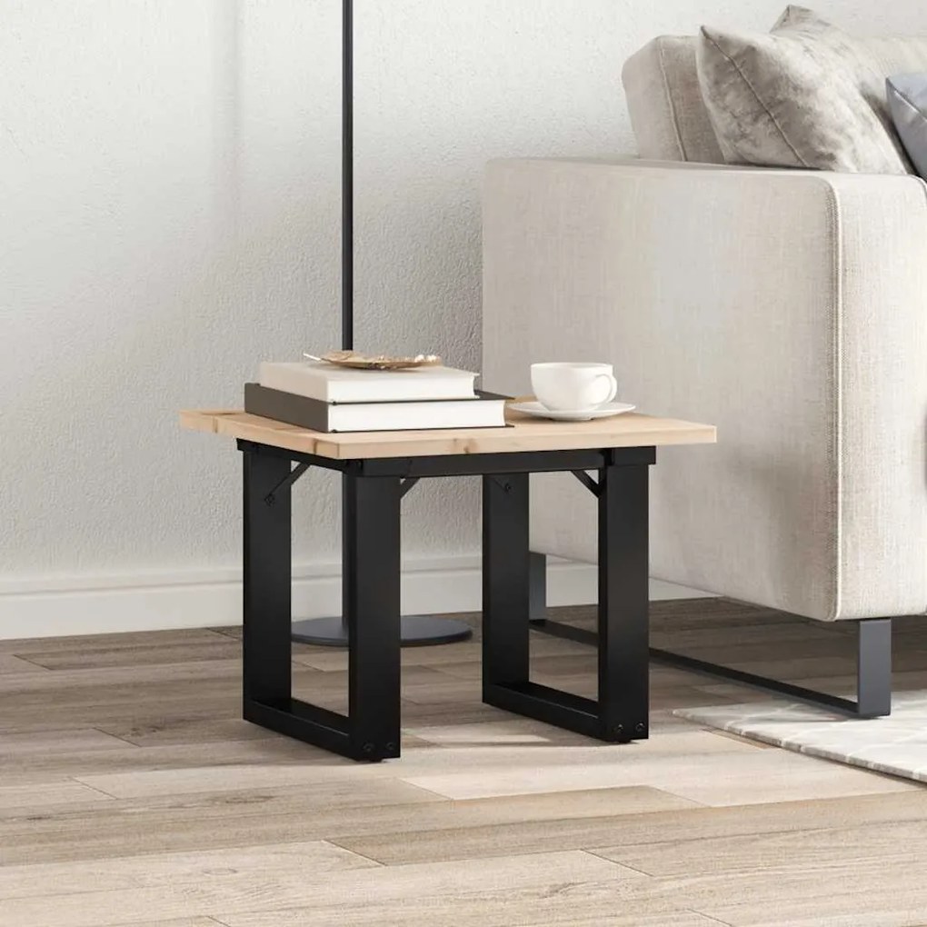 Mesa de centro estrutura em O 50x50x35 cm pinho e aço