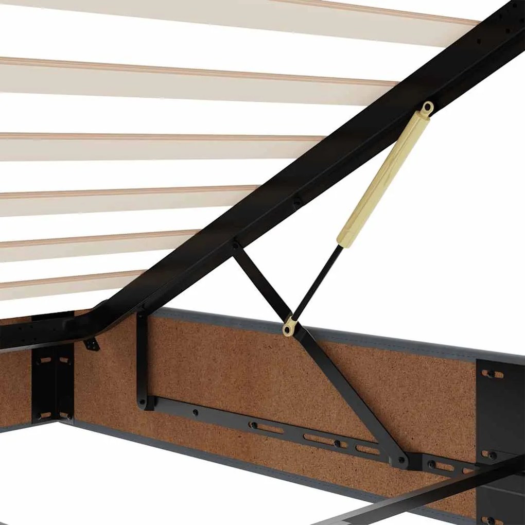 Estrutura cama otomana colchão 90x190 cm veludo cinzento escuro