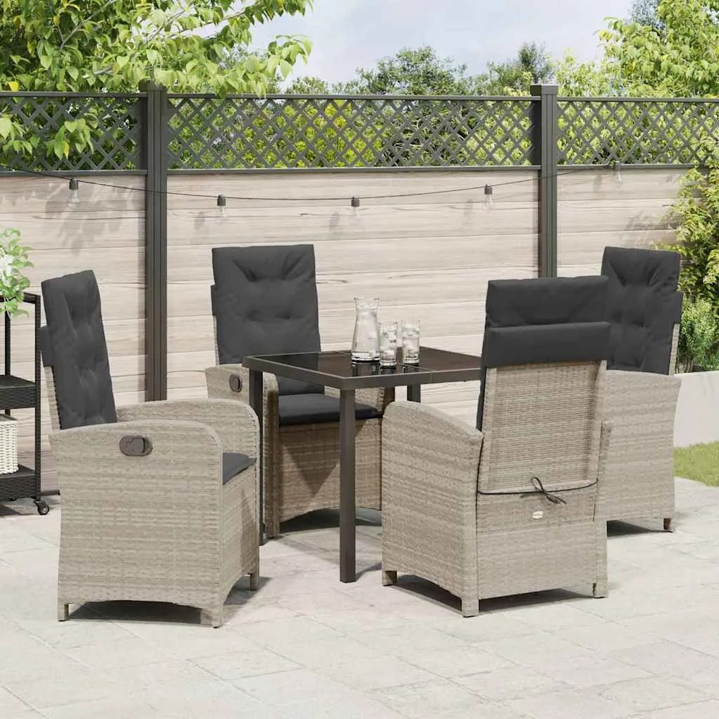 Conjunto de Jantar de Jardim de 5 Peças com Almofadas Cinza Claro Ratt