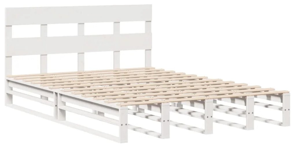 Cama sem colchão 140x190 cm madeira de pinho maciça branco