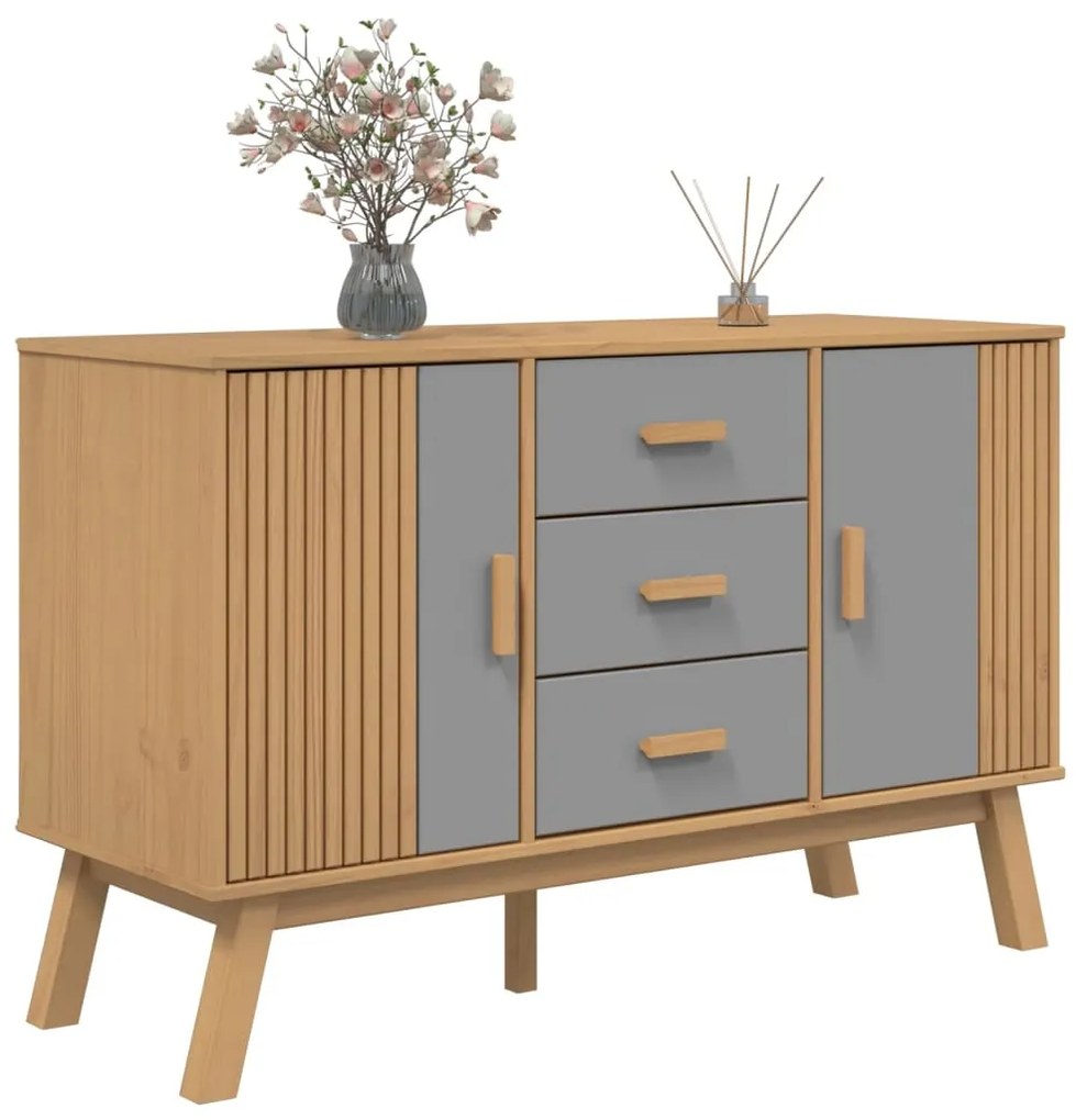 Aparador OLDEN 114x43x73,5 cm pinho maciço cinzento e castanho