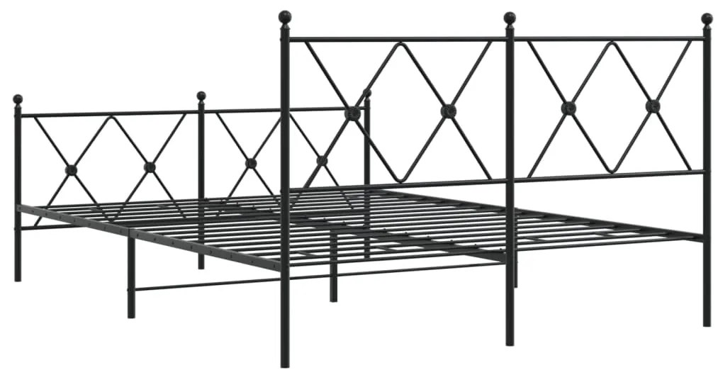 Estrutura de cama com cabeceira e pés 137x190 cm metal preto