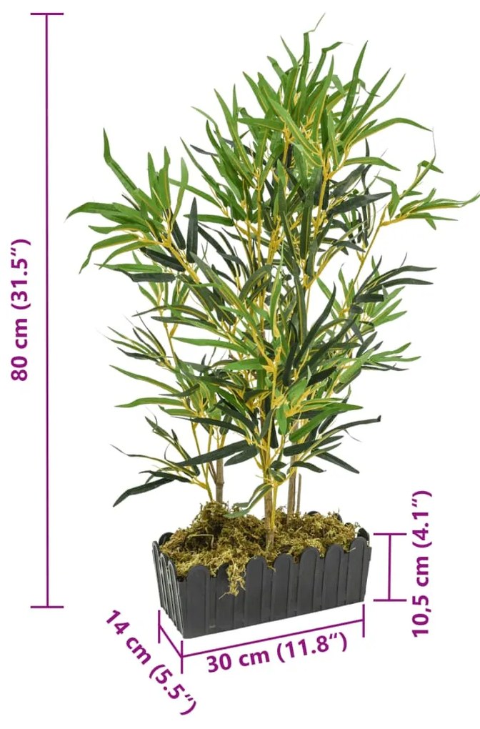Árvore de bambu artificial 368 folhas 80 cm verde
