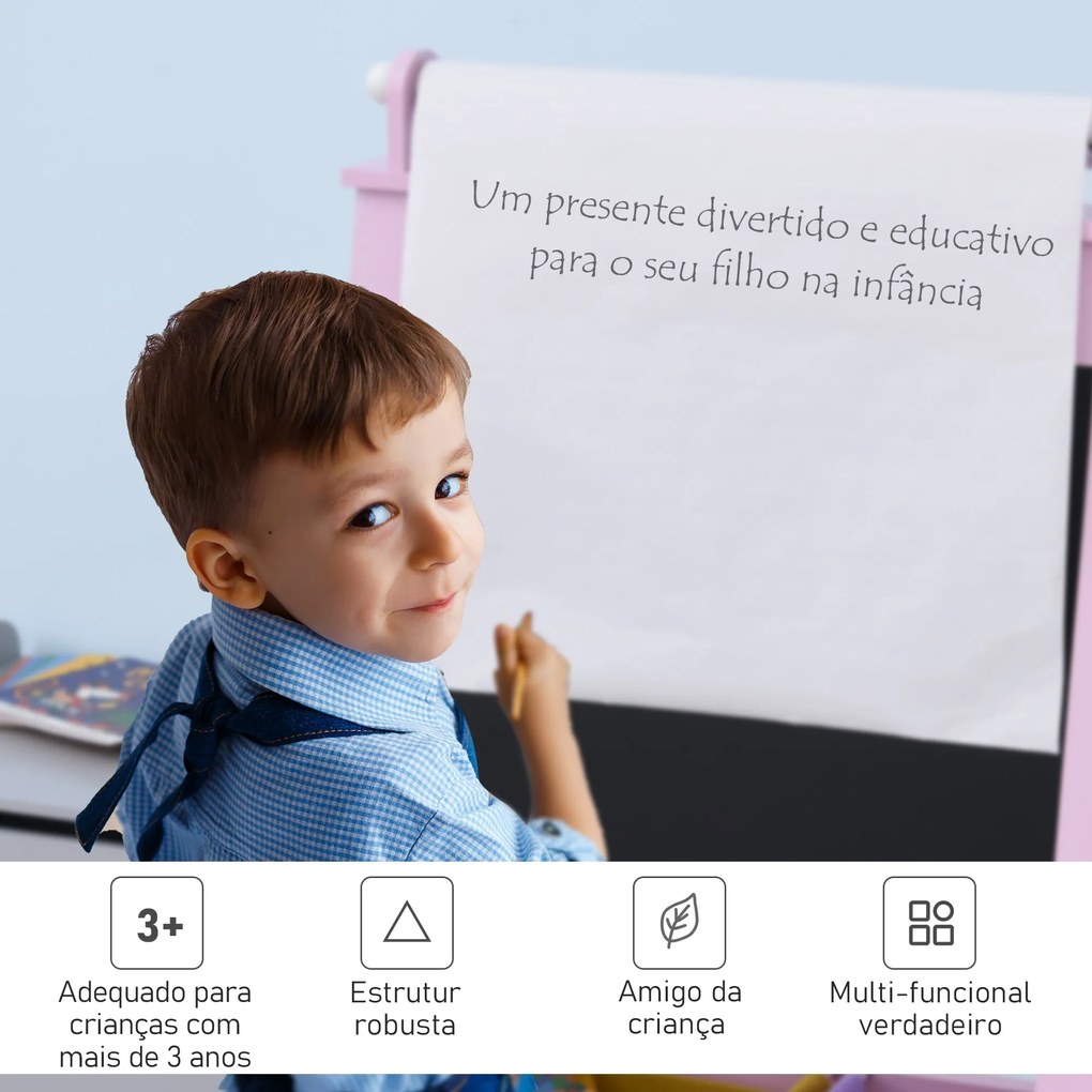 Cavalete Infantil 3 em 1 Cavalete de Arte para Crianças com Quadro Rol