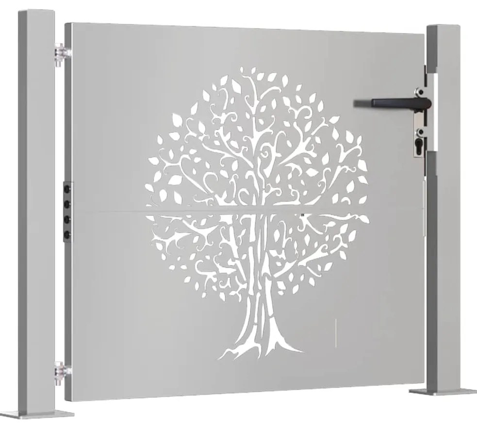 Portão de jardim 105x80 cm aço corten design árvore