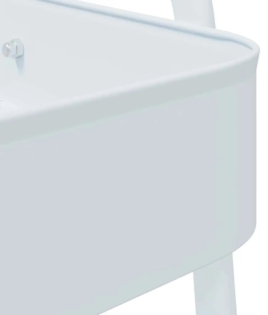 Carrinho de arrumação com 3 níveis 42x41,5x77 cm aço branco
