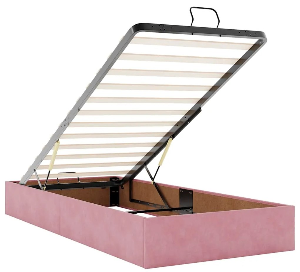 Ottoman Bed Frame No Colchão Rosa 90x190 cm Veludo