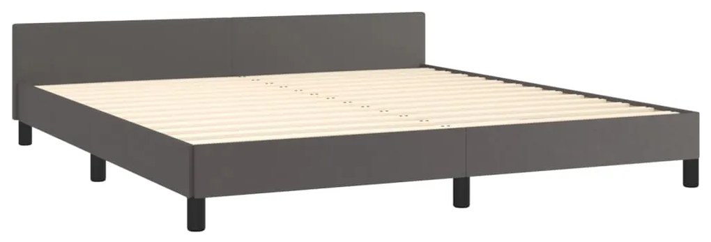 Estrutura cama c/ cabeceira couro artificial 160x200cm cinzento