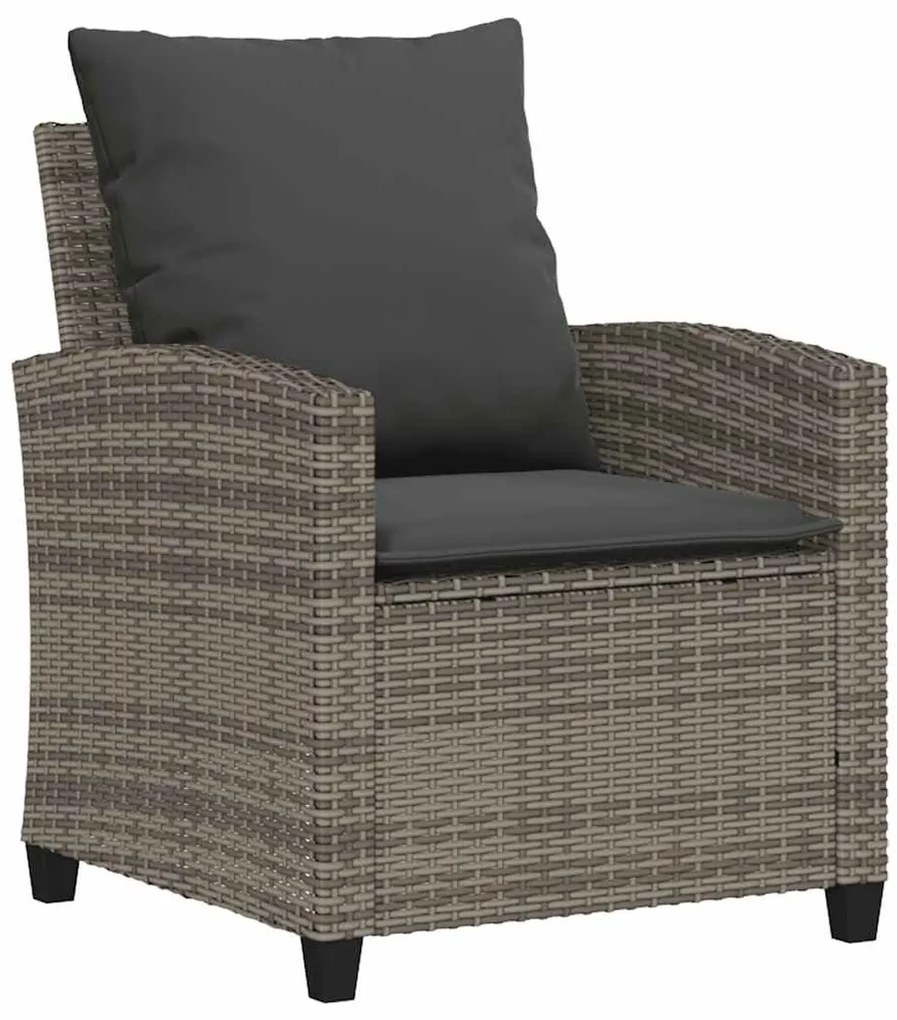 6 pcs conjunto sofás de jardim com almofadões vime cinzento