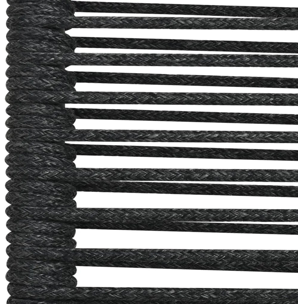 7 pcs conjunto de jantar p/ jardim corda de algodão e aço preto
