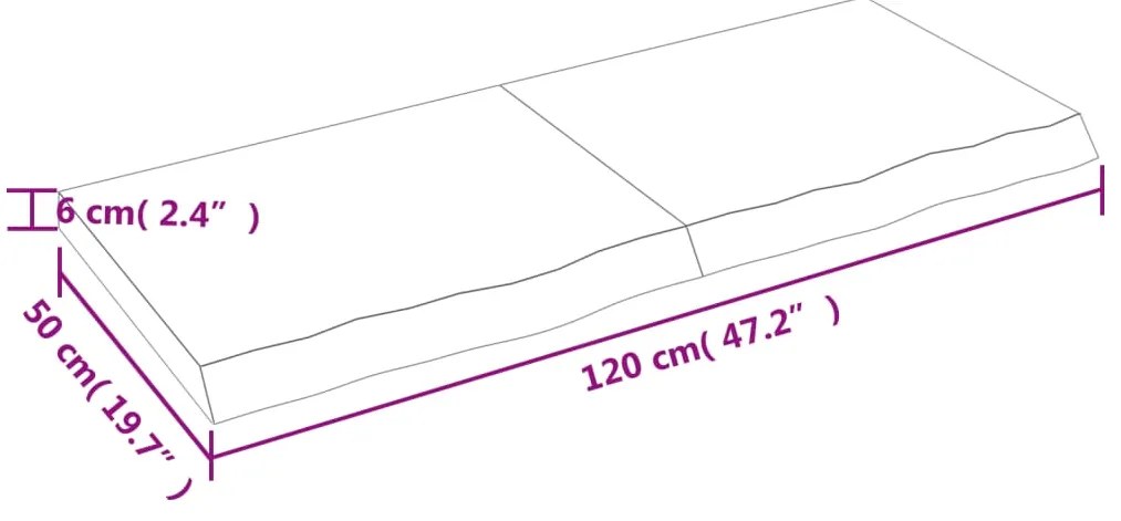 Prateleira de parede 120x50x6 cm carvalho maciço não tratado