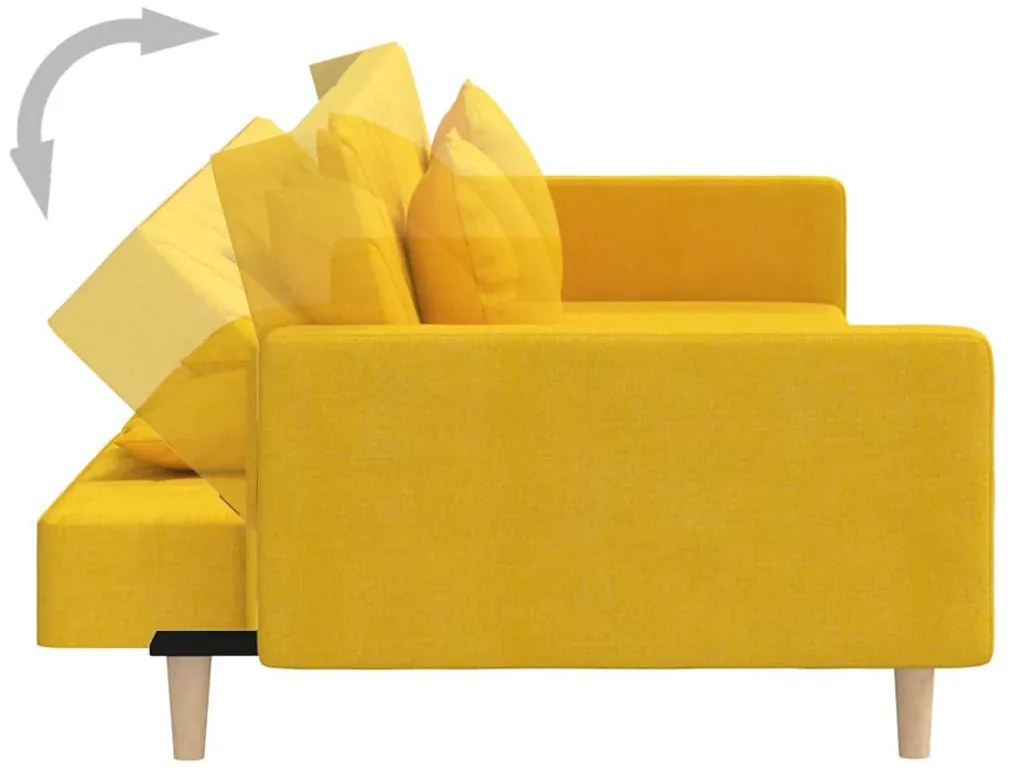 Sofá-cama 2 lugares com duas almofadas tecido amarelo