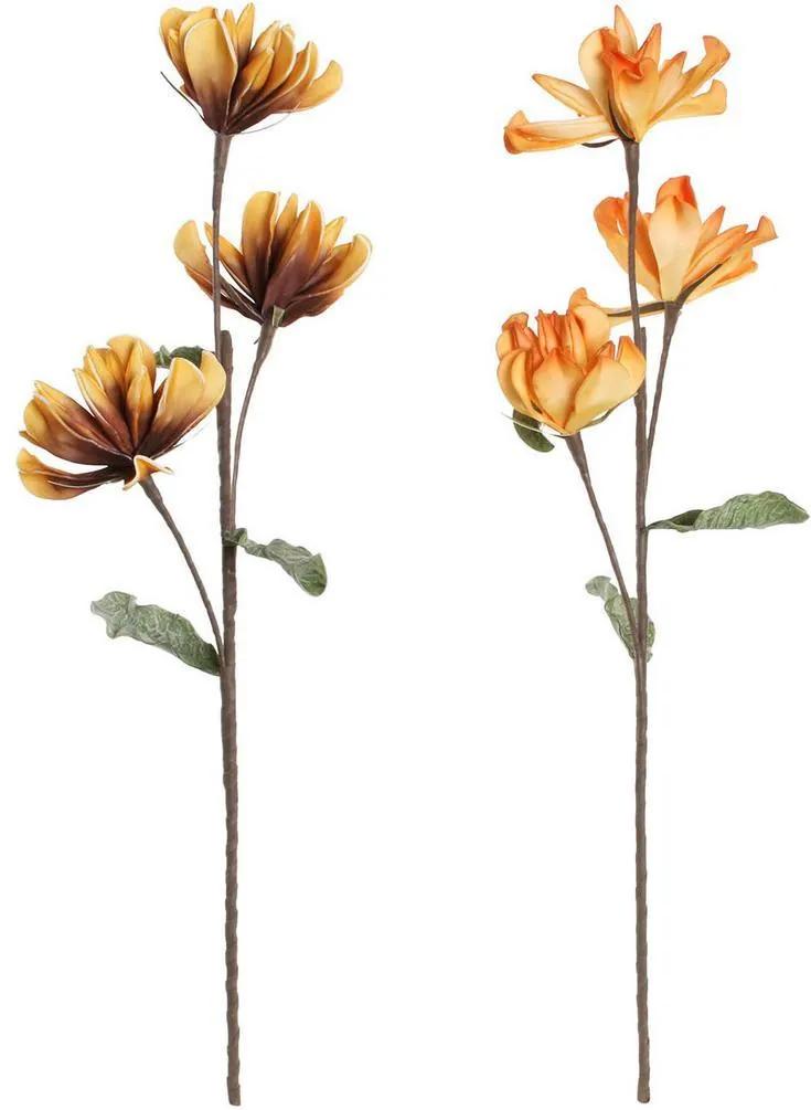 Flores Decorativas DKD Home Decor Amarelo Laranja EVA (Acetato Vinílico Etileno) (2 pcs)