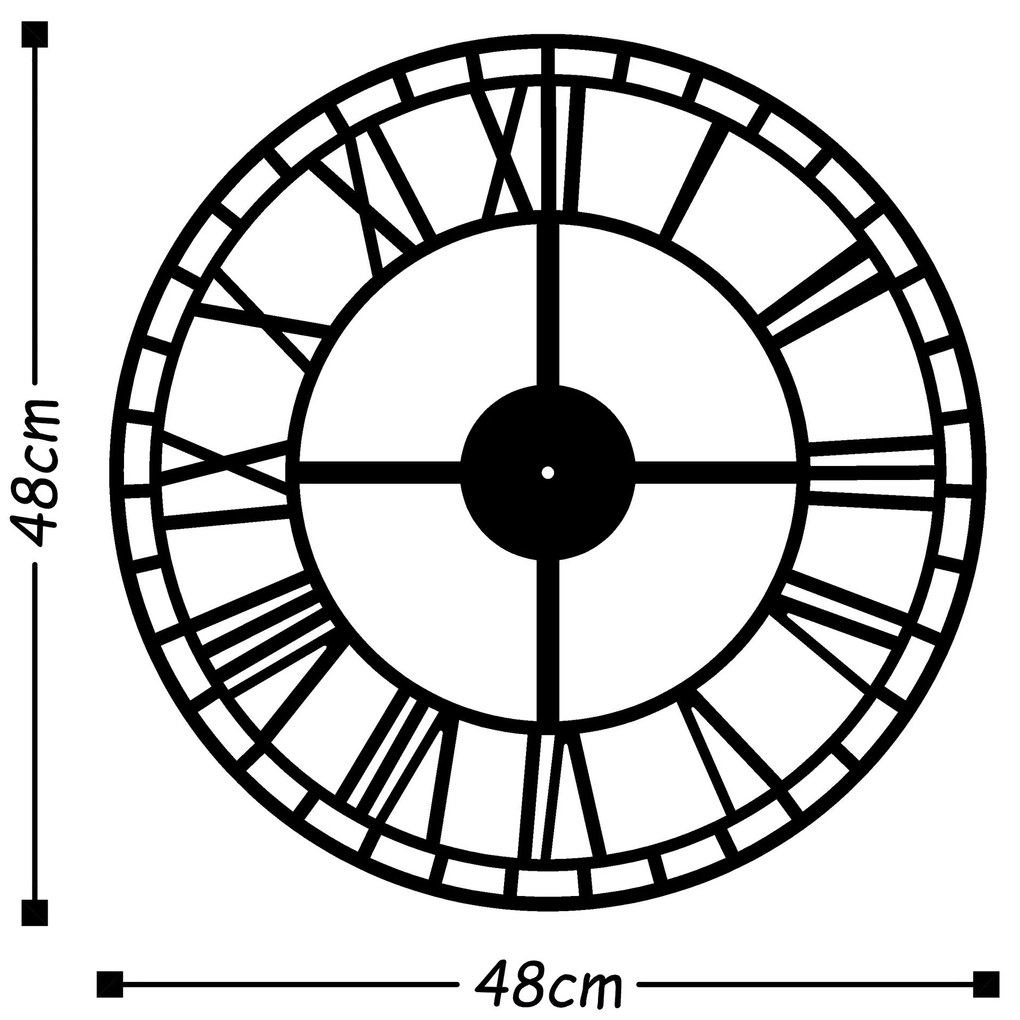 Relógio de Parede Decorativo Watch-002 – Preto – 48 x 48 cm