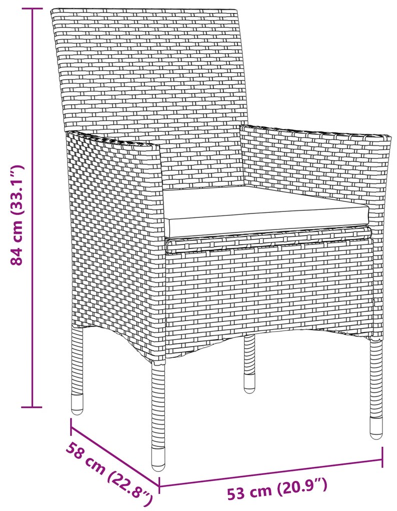 Conjunto de Jantar de Jardim 9 Peças Bege Rattan Poliéster