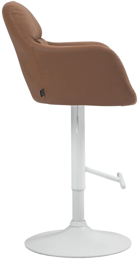 Banco de bar Natoma em couro sintético com estrutura branca 97-118 x 57 x 59 cm Castanho claro