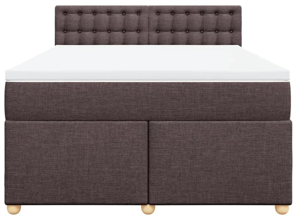 Cama com molas/colchão 160x200 cm tecido castanho-escuro