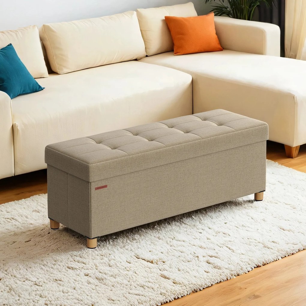 Banco com espaço de arrumação 38 x 110 x 40 cm castanho camelo