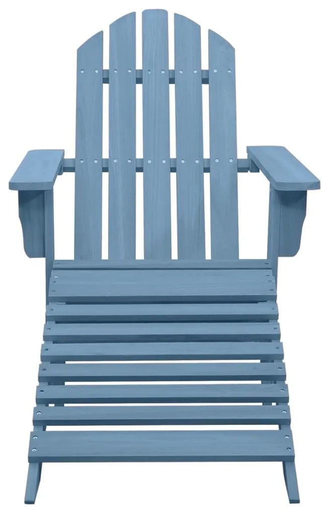 Cadeira Adirondack para jardim com otomano abeto maciço azul