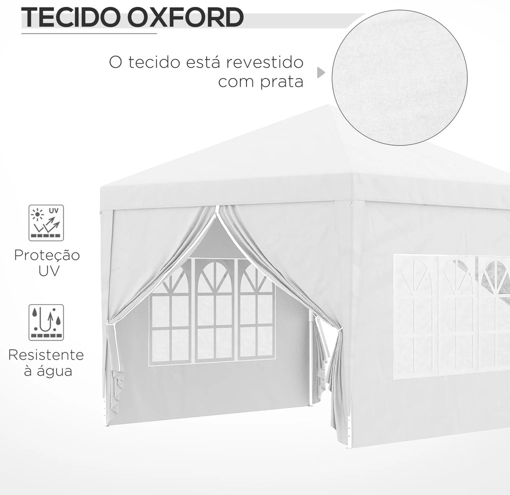 Tenda de Jardim com Paredes Laterais Amovíveis Janelas Porta com Zíper