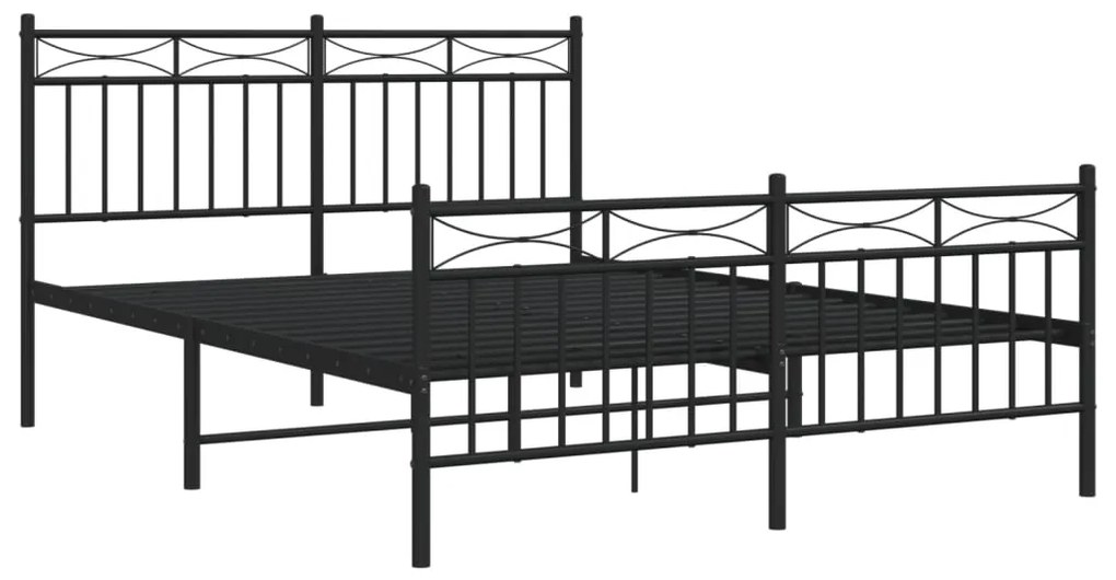 Estrutura de cama com cabeceira e pés 140x190 cm metal preto