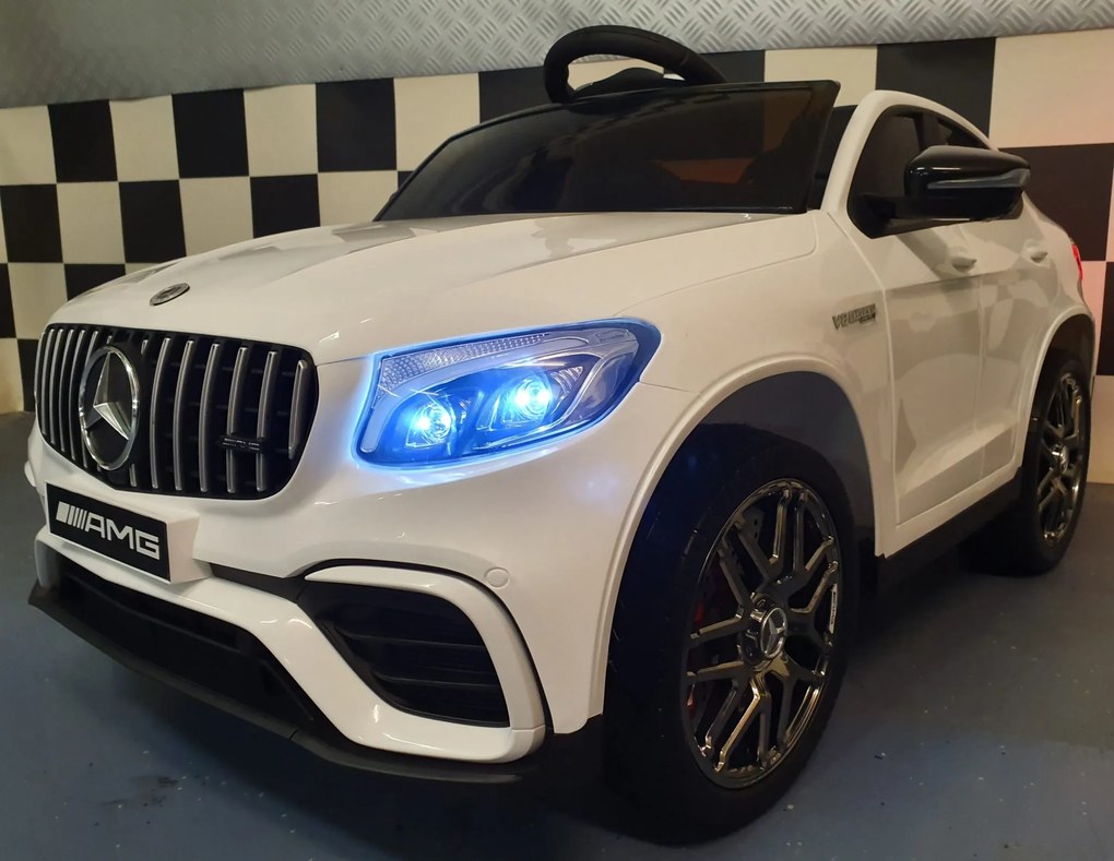 Carro eléctrico Infantil crianças 2 a 6 anos 12V 4x4 Mercedes AMG GLC 12 V Pneus Borracha branco