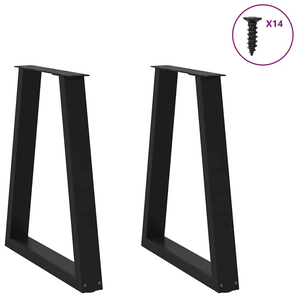Pés para mesa de jantar em formato de V, 2 peças, preto, 50x(72-73) cm