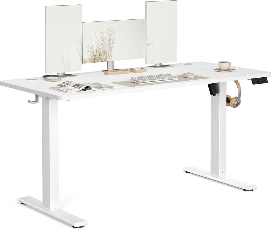 Secretária elétrica, função de memória com 4 alturas 140 x 60 x (72-120) cm Branca