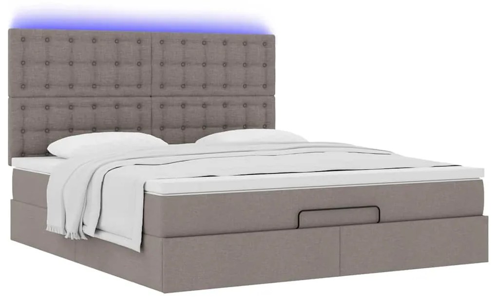 Estrutura de cama otomana com colchão tecido cinzento 160x200cm